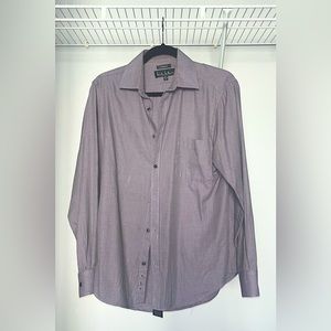 Nicole Miller New York Modern Fit Purple Houndstooth Long Sleeve Button Down